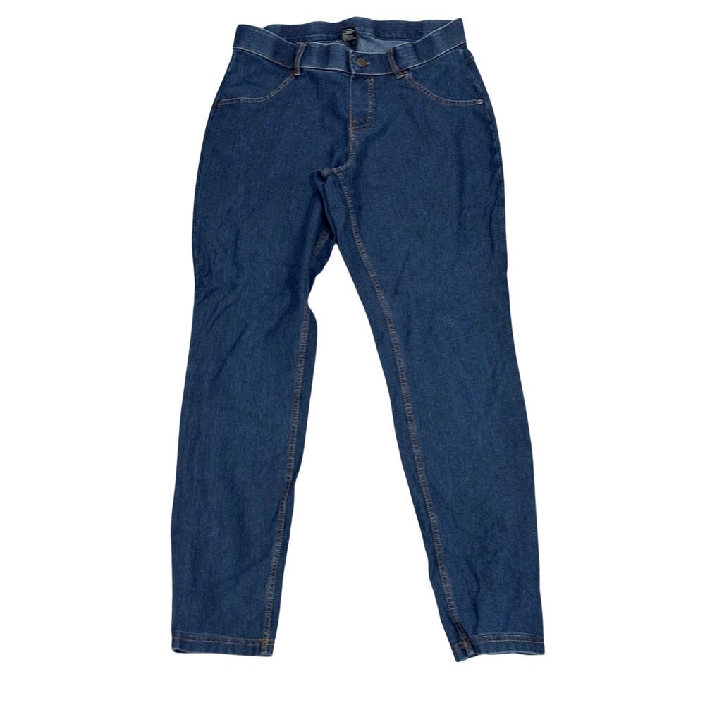 Hue M blue pull on style legging denim look stretch skinny leg euc